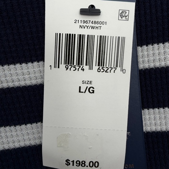 New Ralph Lauren - Large & XL Navy & White Striped Long-Sleeve Fit & Flare Dress - Picture 3 of 5